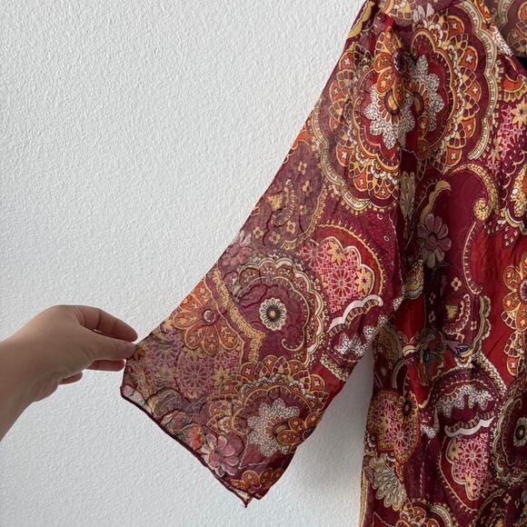 Vintage groovy burgundy top - Picture 2 of 6